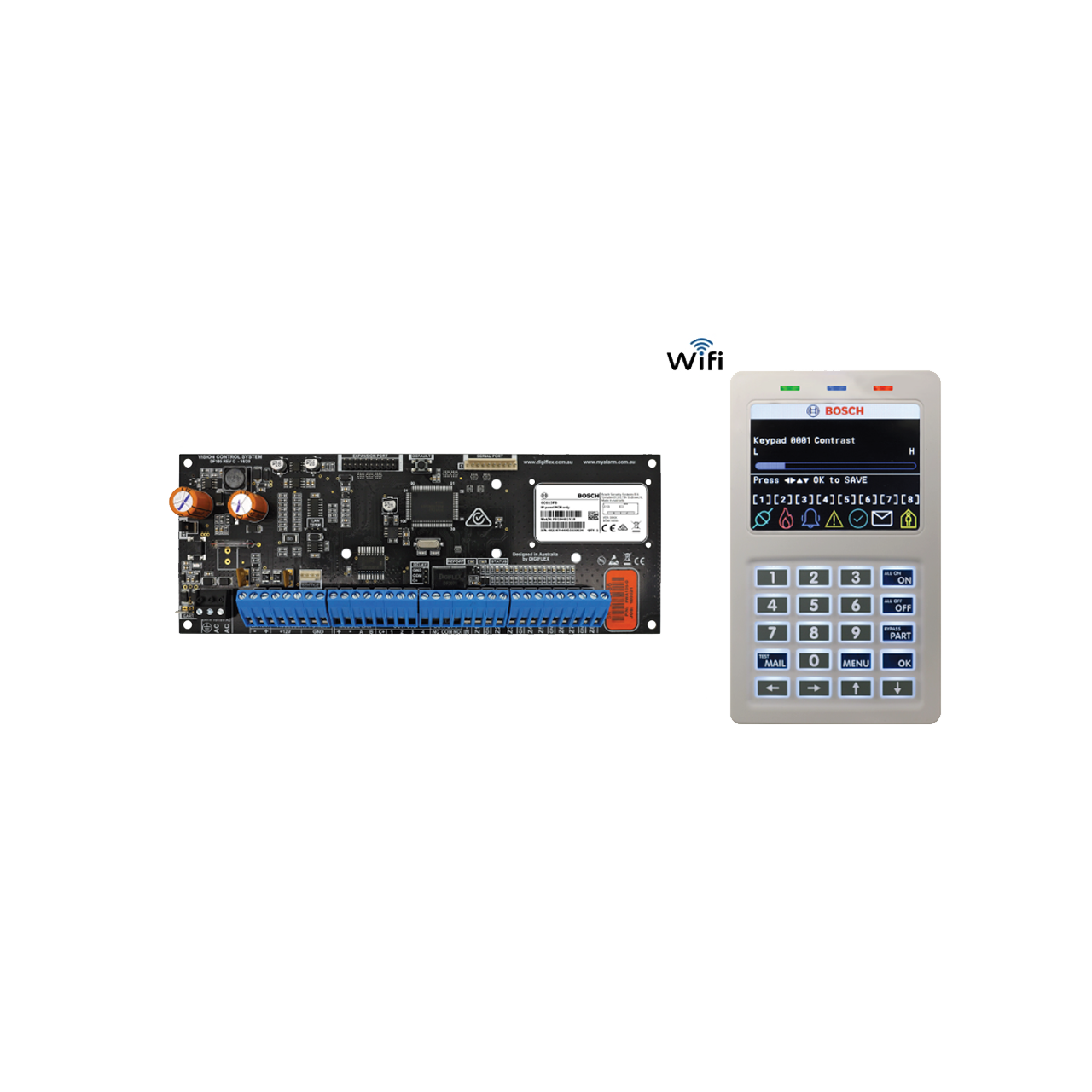 Bosch Alarm Kit, CC615PB SOL6000 Control Panel PCB (CC600PB) + Wifi Keypad, Wifi IP Module