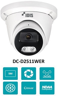 IDIS DC-D2511WER Lite 5MP 2.8mm Lens H.265 TWDR, IR 20M, IP67, IK10 Turret Camera - View