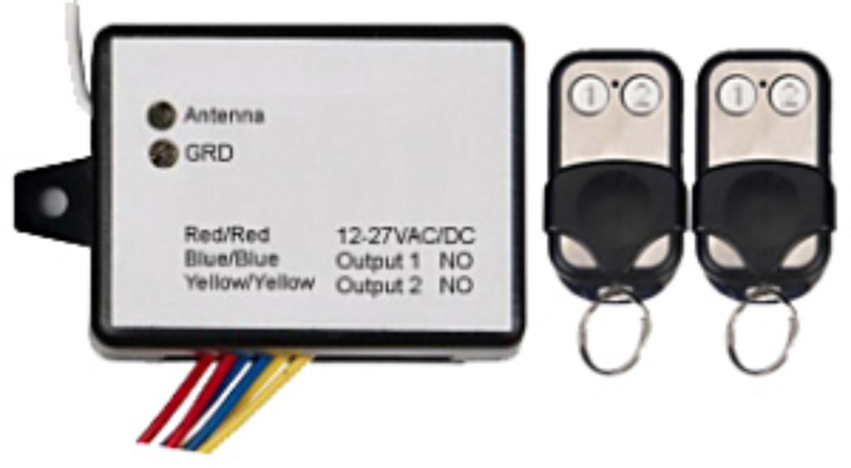Secor RSR03 Activor Wireless - Standalone Remote Control 2-Relay Output Kit, 1x Mini Receiver and 2x 2-Button Remotes DFM-RTR01-2