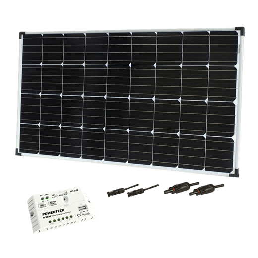 Solar Panel Kit, 1 x 170W Solar Panel, 1 x 20A PWM Charge Controller, 1 x PV Negative and 1 x PV Positive Connector