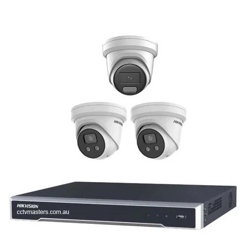Hikvision Camera Kit, 2 x 8MP AcuSense, 1 x 8MP ColorVu Turret, 4Ch NVR HDD Optional