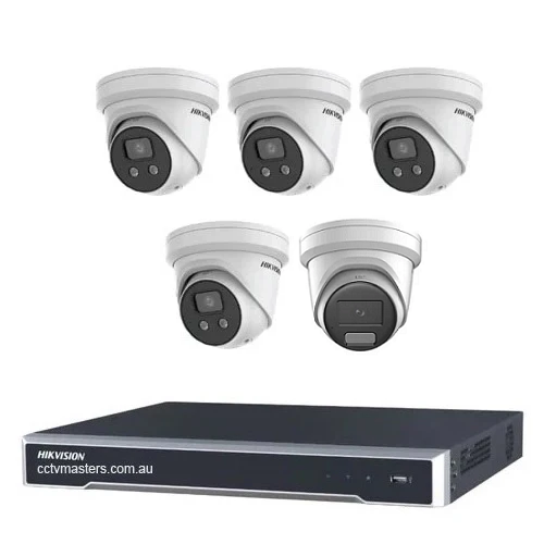 Hikvision Camera Kit, 4 x 8MP AcuSense, 1 x 8MP ColorVu Turret, 8Ch NVR HDD Optional