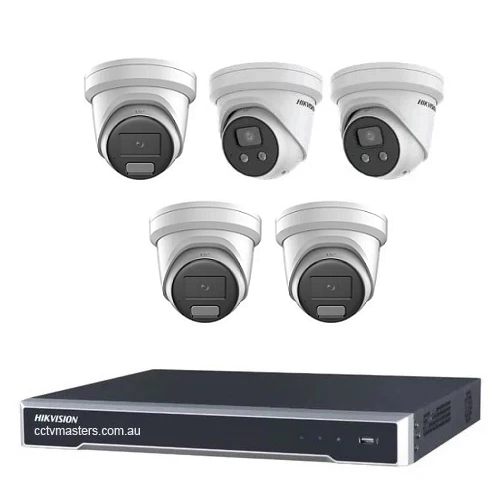 Hikvision Camera Kit, 2 x 8MP AcuSense, 3 x 8MP ColorVu Turret, 8Ch NVR  HDD Optional