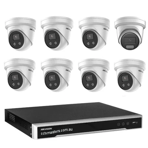 Hikvision Camera Kit, 7 x 8MP AcuSense, 1 x 8MP ColorVu Turret, 8Ch NVR HDD Optional