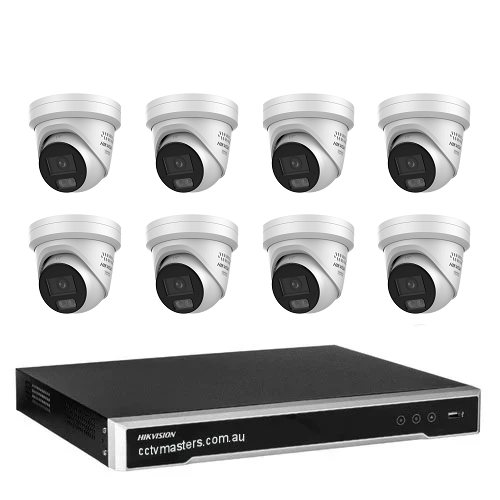 Hikvision Camera Kit, 8 x 8MP ColorVu Gen 3 Turret, 8Ch NVR HDD Optional