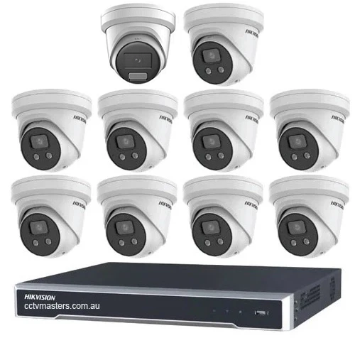 Hikvision Camera Kit, 9 x 8MP AcuSense, 1 x 8MP ColorVu Turret, 16Ch NVR HDD Optional