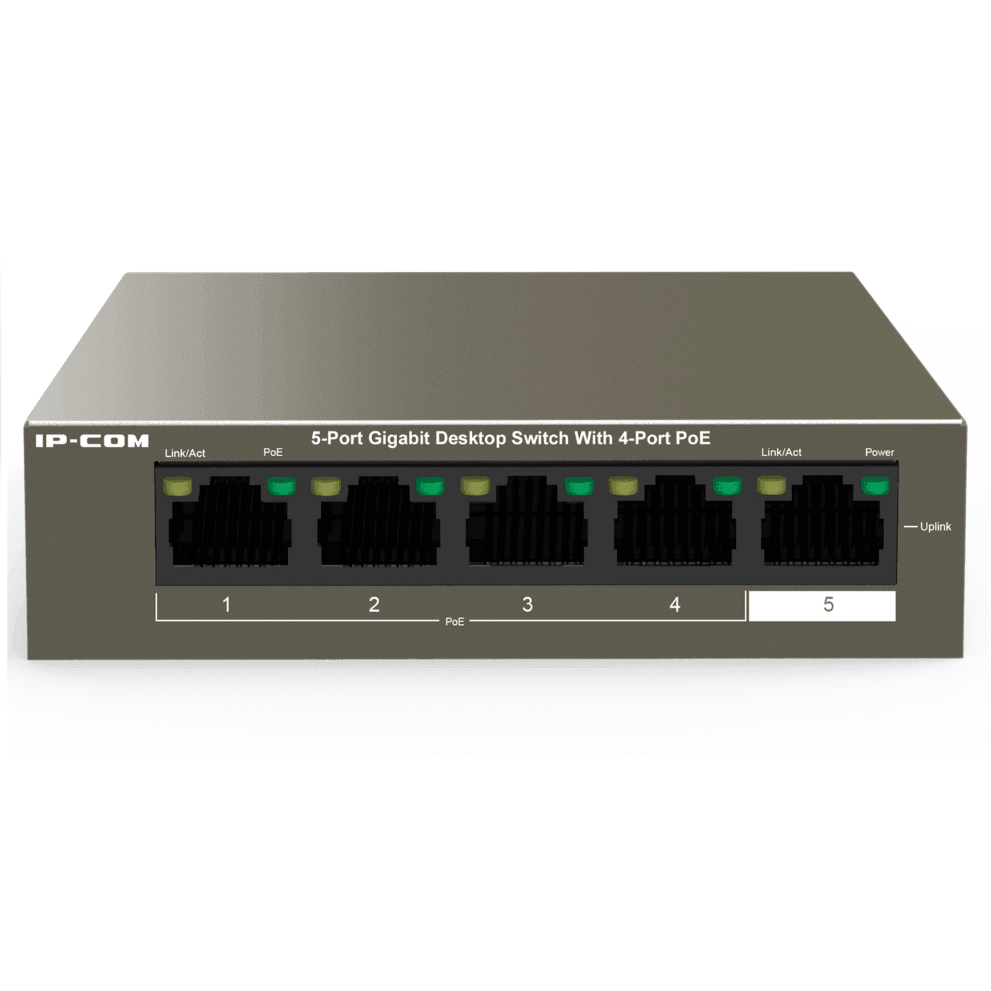 IP-COM 5 Port Gigbit Switch 58W PoE Budget 4x PoE+ L2 Unmanaged Brown 240VAC/51VDC