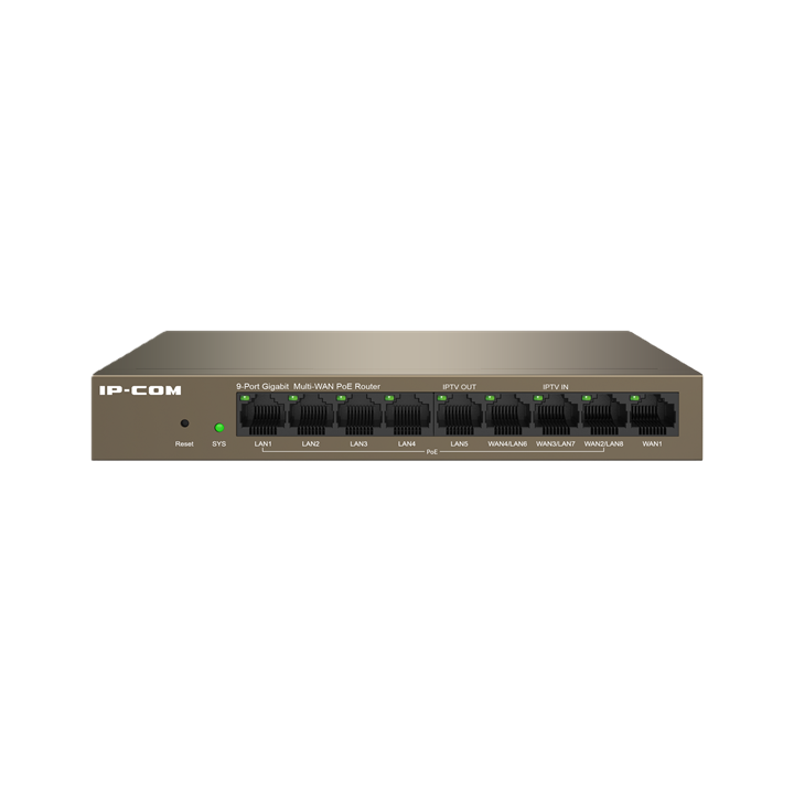 IP-COM 8 Port (9P) Gigabit Router 95W PoE Total Capacity 8x PoE+ Brown 51VDC