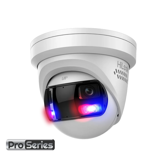 HiLook 8MP 4K Outdoor 180° Panoramic Turret Camera with Dual IR, Smart Hybrid Light, Mic, IP67