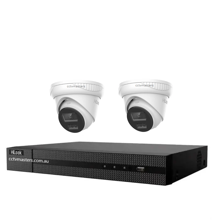 HiLook 6MP Kit 2 x IPC-T263H-MU Pro Camera with IntelliSense, Built-in Mic, 4CH 4K NVR