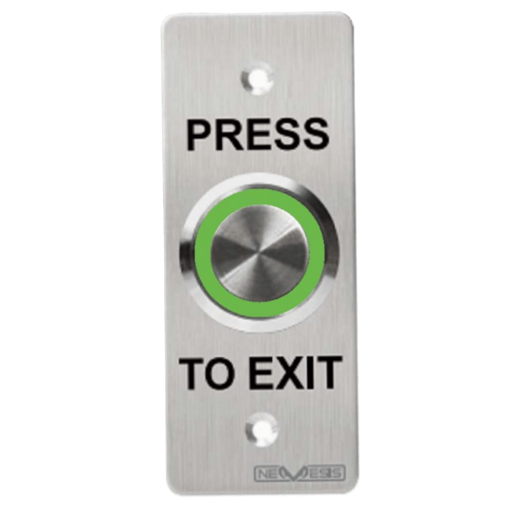 Nemesis Press To Exit Plate & Button silver Illuminated Ring IP66 12/24VDC