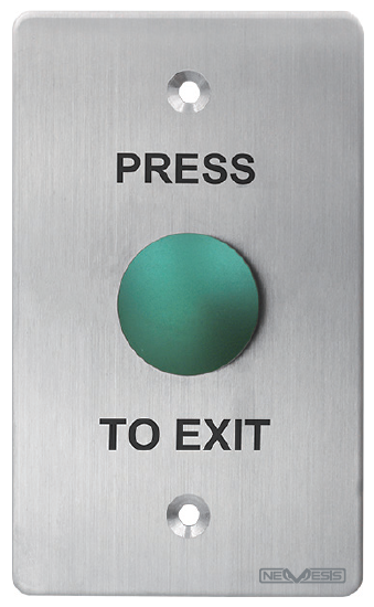Nemesis Push Button Green Mushroom Head on Curved Edge S/S Plate STD