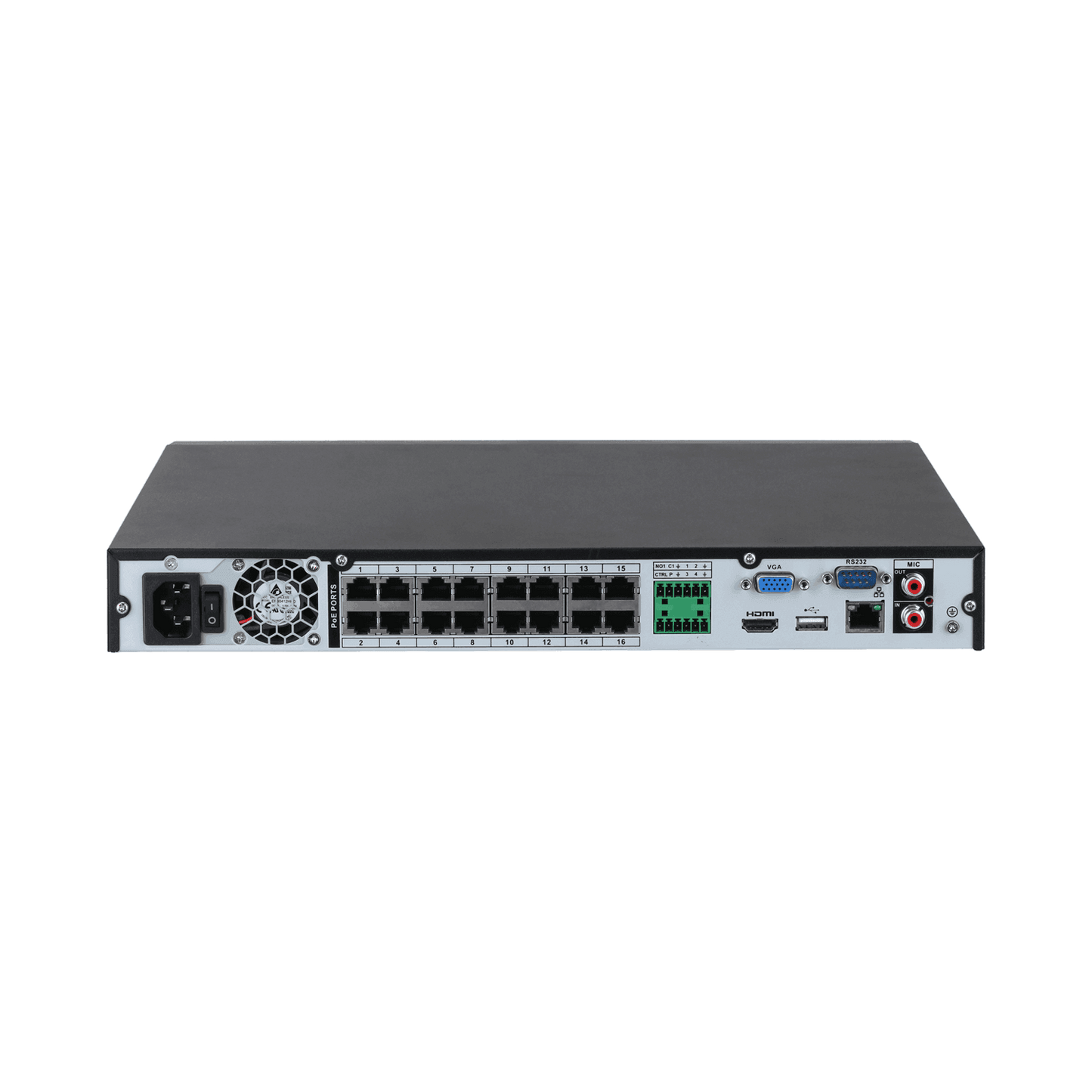 Dahua 16Ch AI NVR, DHI-NVR4216-16P-AI/ANZ, Ultra 4K WizSense Network Video Recorder - Back View