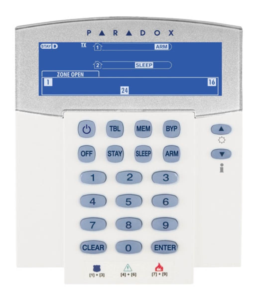 Paradox Wireless 32-Zone Fixed LCD Keypad, 433MHz
