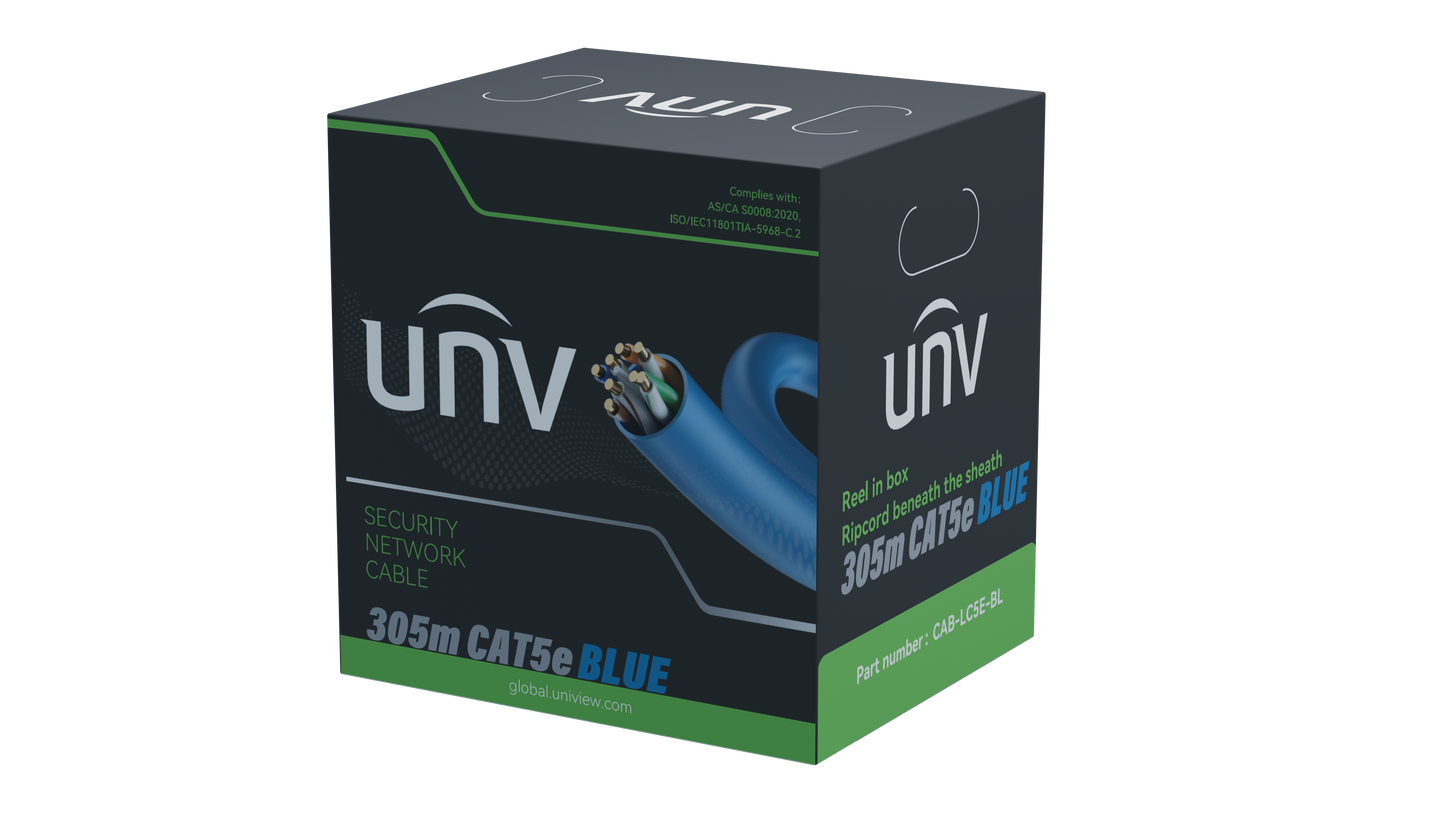 Uniview UTP CAT5e Solid Conductor Cable 305M Blue Colour, Pickup from store
