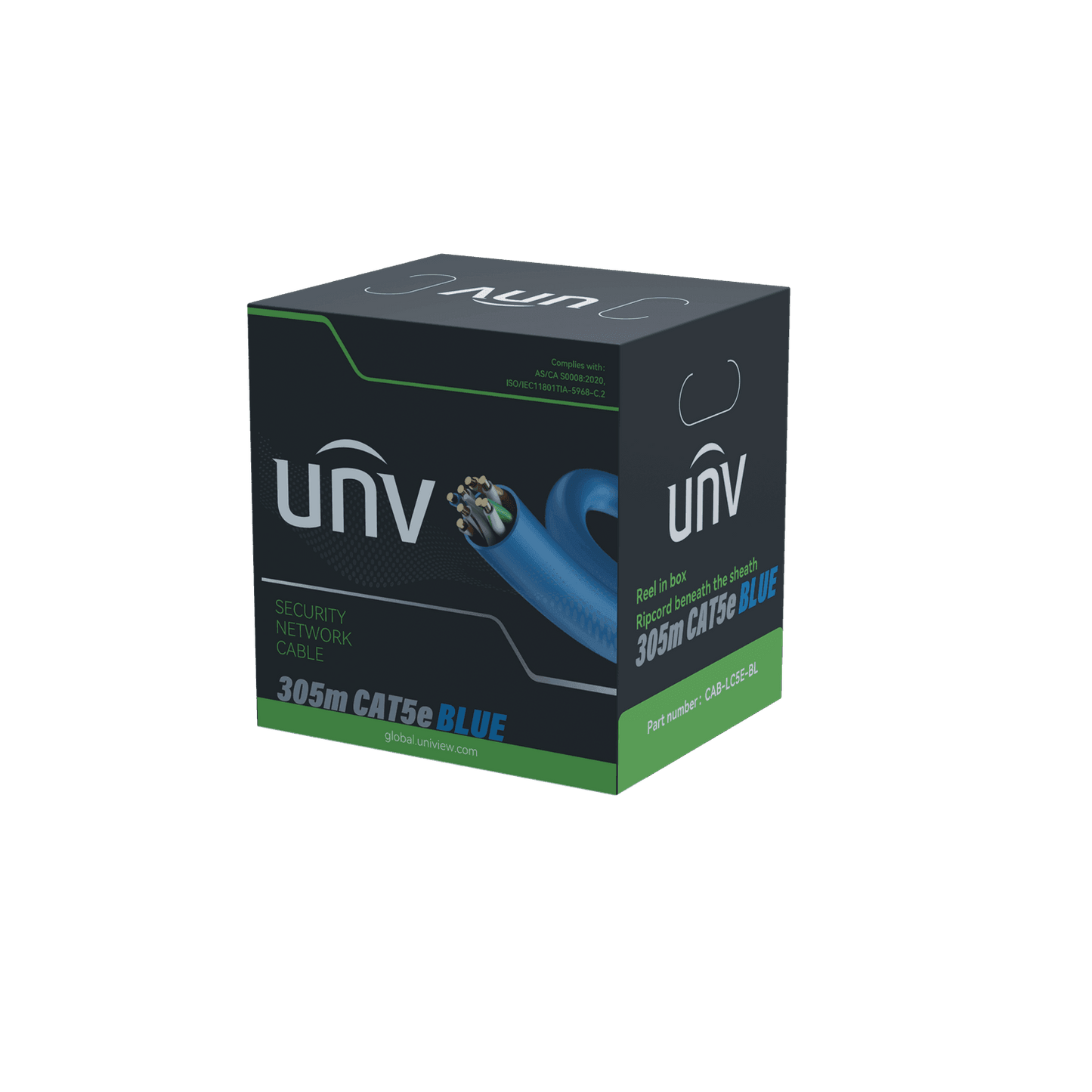 Uniview UTP CAT5e Solid Conductor Cable 305M Blue Colour, Pickup from store