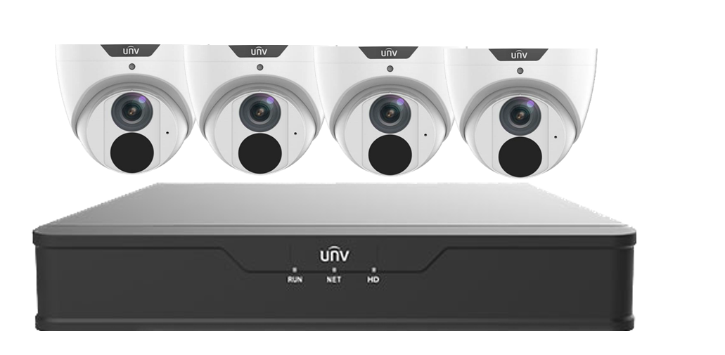 UNV CCTV Kit 4 X 6MP Turret Starlight IR POE Camera 4Ch NVR