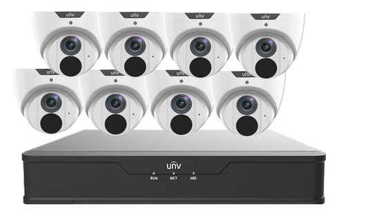 Uniview CCTV Kit 8 X 6MP Turret Starlight IR POE Camera 8Ch NVR