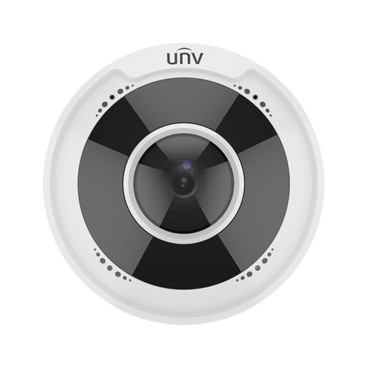 UNV IP Camera, IPC815SB-DVPF14, Prime-II Series IP Camera White Panoramic 5MP Fisheye 1.4MM IR POE - Front View