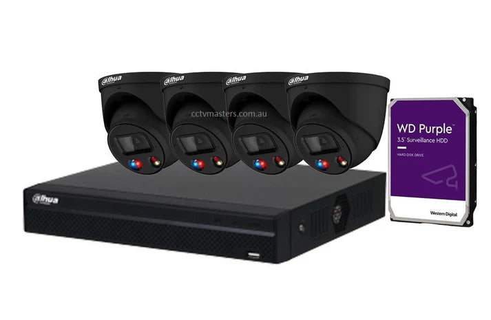 Dahua TiOC Camera Kit, AI Active Deterrence, 4 x 5MP Full-color Bundle 4CH AI Smart 2.0 NVR Ultra 4K