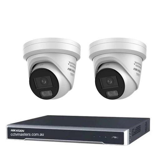 Hikvision Camera Kit, 2 x 8MP ColorVu Gen 3 Turret, 4Ch NVR HDD Optional