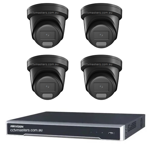 Hikvision ColorVu Camera Kit, 4 x 8MP Outdoor Gen 2 Full Color Hybrid Turret, 8Ch NVR 4TB HDD