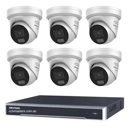 Hikvision Camera Kit, 6 x 8MP ColorVu Gen 3 Turret, 8Ch NVR HDD Optional