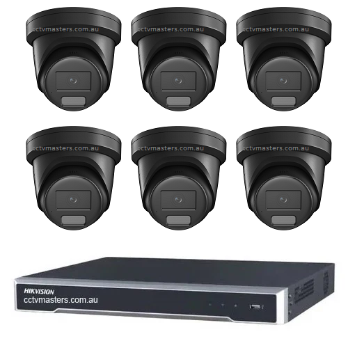 Hikvision ColorVu Camera Kit, 6 x 8MP Outdoor Gen 2 Full Color Hybrid Turret, 8Ch M Serires NVR HDD Optional