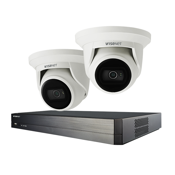 Hanwha Camera Kit, 2x4MP Outdoor Flateye Camera with 4CH NVR and 2TB HDD