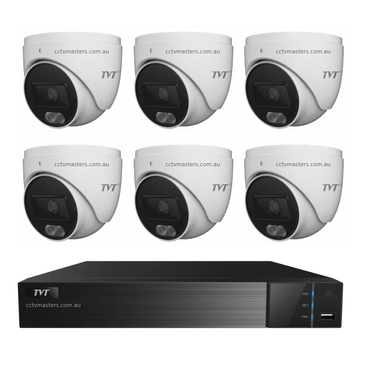 TVT 6MP Camera Kit, 6 x 6MP Turret Camera with 8ch NVR