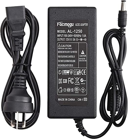 Power Supply, 12VDC 5A, Power Adapter AC100-240V to DC12V Transformers