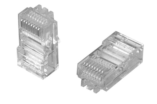 RJ45 Modular Plug, 8P/8C, Unshielded, Flat Cable, Cat6E, Solid Wire, 100pcs pack