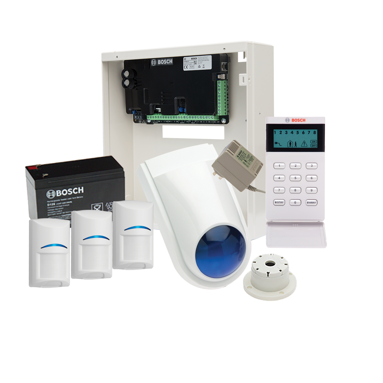 Bosch Alarm Kit, S3K-LCD-QUAD-3 Solution 3000 With 3 Quad + Icon Codepad+BOSCH7015