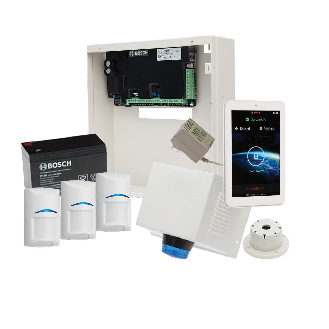 Bosch Alarm Kit, Solution 3000 Kit With 3 Pir Qty1 Ici-Sol-Ts7 7″ Keypad Qty1 Icp-Sol3p Main Pcb