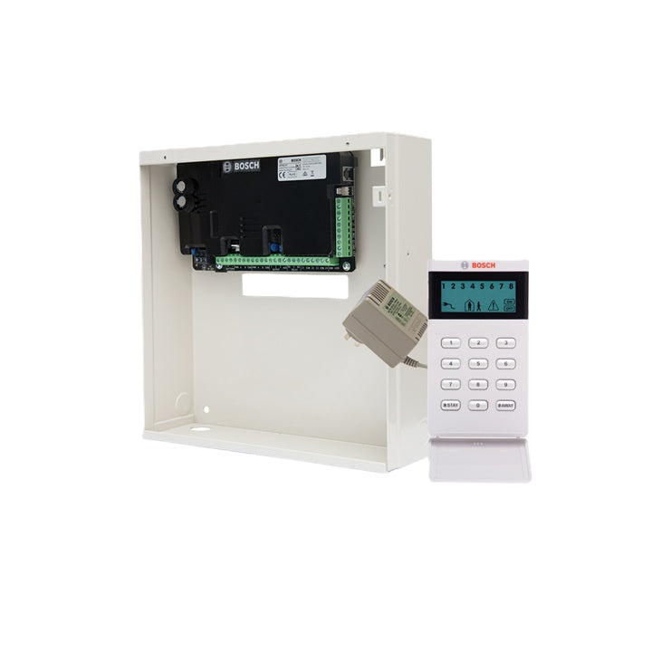 Bosch Alarm Kit, Solution 2000 PCB W/Icon Keypad/Enclosure (No Battery Siren PIR Sensor)