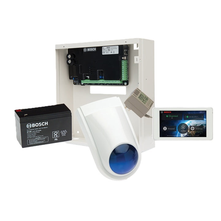 Bosch Alarm Kit, 2000 Series With 5″ Touch Screen Metal Enclosure Psu Battery Slimline Siren