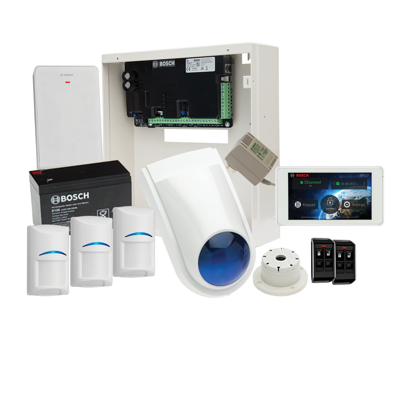 Bosch 3000 Alarm Kit with 3 x Wireless PIRs, 5″ Touch Screen