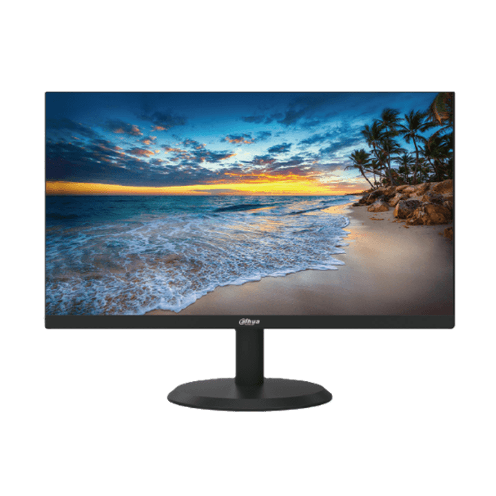 Dahua 8MP Ultra 4K camera kit showcasing vibrant beach scenery on a computer monitor.