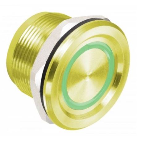 Rosslare Piezo-Electric Push Butt Metalic W/Gr LED Ring Blue Wire Latching