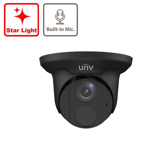UNV IPC3615ER3-ADUPF40M-BK, Prime-II Series IP Camera Black 5MP Turret 4MM Starlight IR POE