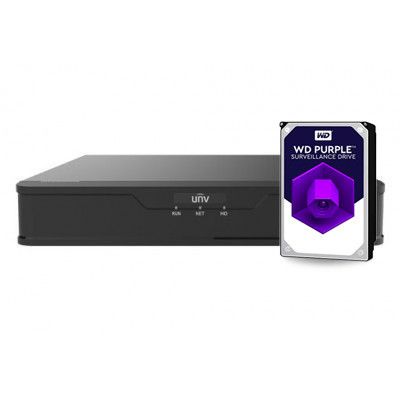 UNV 4CH, Uniview NVR301-04X-P4 4ch, H.265 4K NVR 4xPOE with 2TB HDD