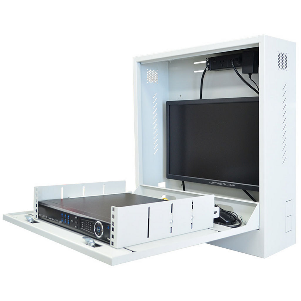 CCTV Security Slimline Vertical Wall Mount Cabinet for NVRs and Monitors