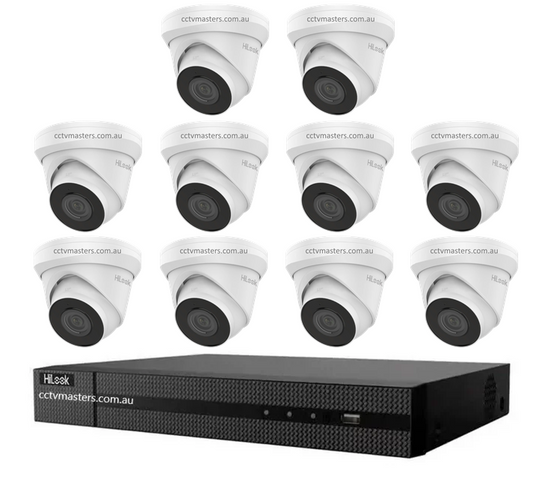 HiLook 4MP Kit 10 x IPC-T240H-MU Camera, 16Ch NVR, HDD Optional
