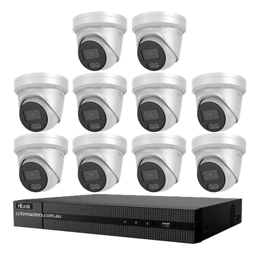 HiLook Pro 8MP Camera Kit featuring 10 IPC-T581H-MU cameras and a 16CH NVR for enhanced home security. surveillance cameras for sale
