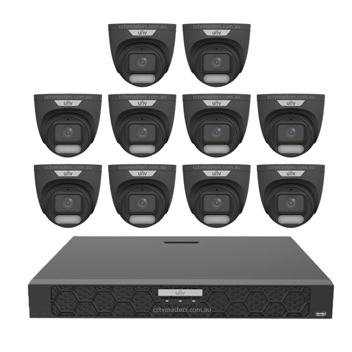 UNV CCTV Kit 10 x 8MP Turret ColorHunter with WiseISP Camera 16CH NVR