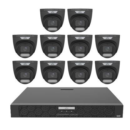 UNV CCTV Kit 10 x 8MP Turret ColorHunter with WiseISP Camera 16CH NVR