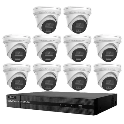 HiLook Pro 6MP Camera Kit with 10 IPC-T363H-MU cameras and 16CH NVR in a compact layout