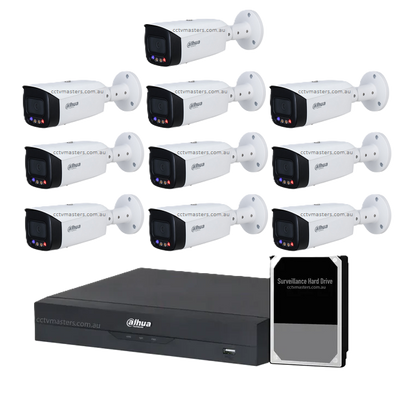 Dahua TiOC Camera Kit, Active Deterrence, 10 x 5MP Full-color Bullet Camera Kit 16CH AI NVR