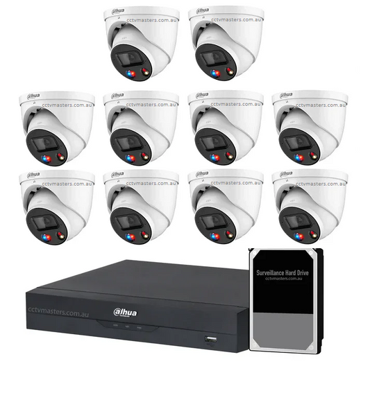 Dahua TiOC Camera Kit, 10 x 8MP Full-color 16CH AI Smart 2.0 NVR Ultra 4K