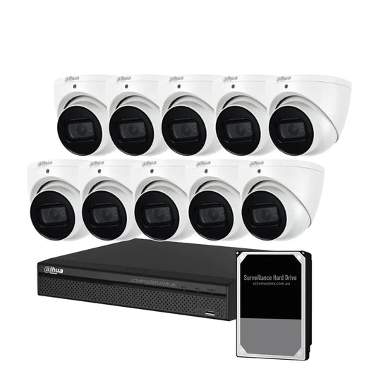 Dahua Camera Kit, 10 x 8MP AI WizSense SMD 4.0, 16CH AI Smart NVR Ultra 4K